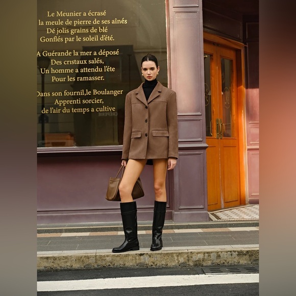 Commense Women Suede Effect Button Lapel Blazer Size S NWT SOLD OUT CC21 - Picture 7 of 8